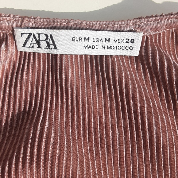 Zara Metallic Broze Pleated Ruffle Top M - Picture 4 of 6